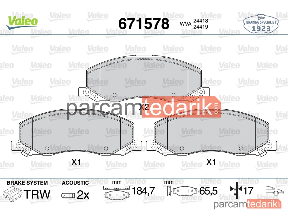 671578 | Fren Balatası — Opel Insignia A, Opel Insignia A Country Tourer, Saab 9-5